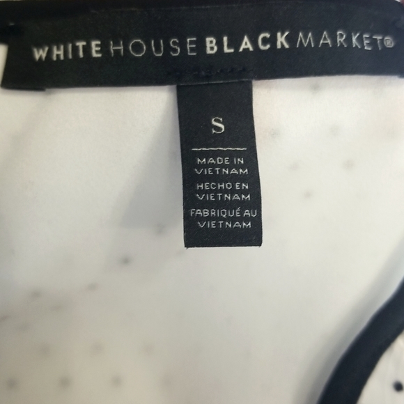 WHBM white with black polka dots sheer lined blouse long sleeve career tie neck - Picture 2 of 10